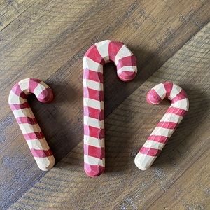 Rustic Wooden Carved Candy Canes